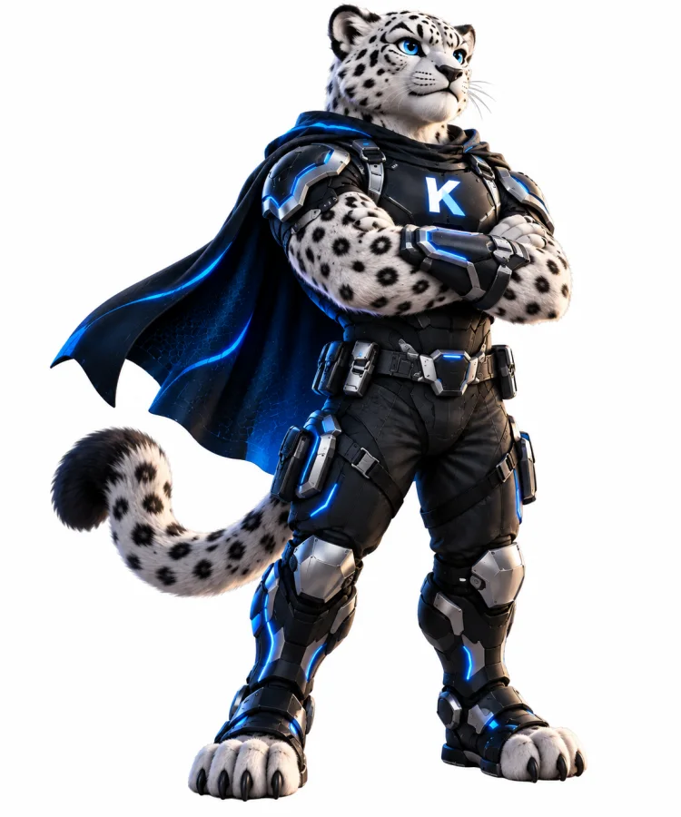 Kawach Guardian snow leopard, front view